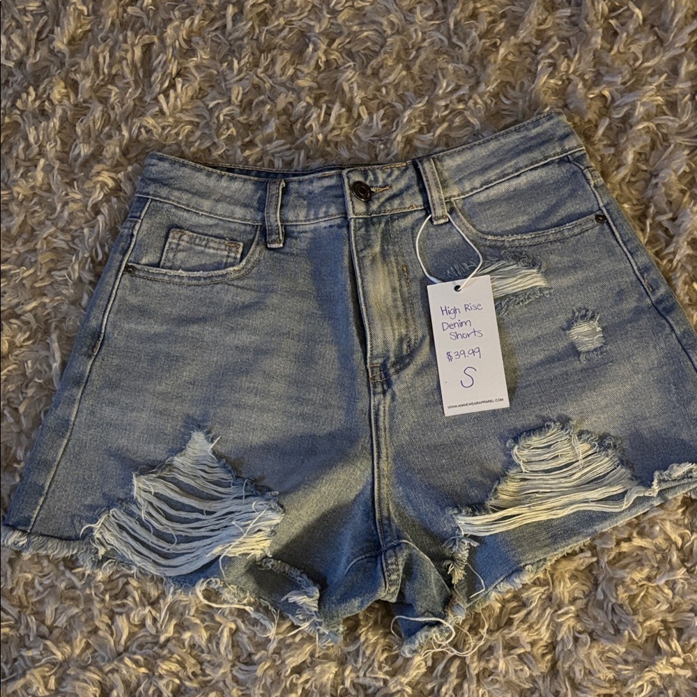 Classic Light Blue Distressed Jean Shorts
